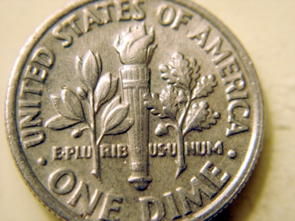 1988-P-Roosevelt-Dime--What-Is-That--Metal-Below-The-Acorn?